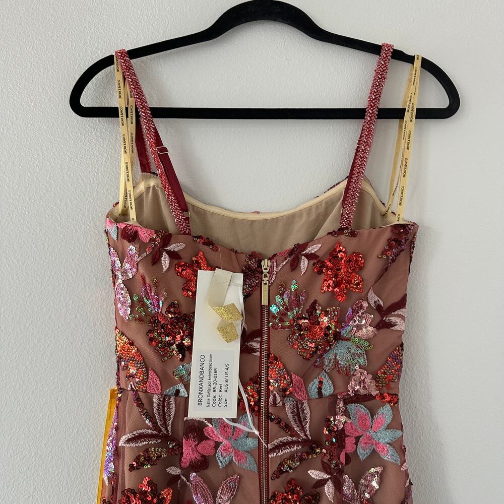 Bronx and Banco DAHLIA LEON EMBROIDERED EVENING DRESS New US 4 - Picture 5 of 12